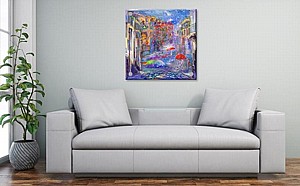 הדפסה על זכוכית - ערב גשום מטריות אדומות הדפסה על זכוכית - ערב גשום מטריות אדומות