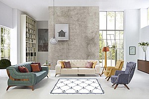 שטיח PVC דגם עוגן לבן שטיח PVC דגם עוגן לבן