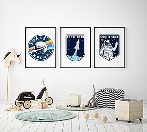 סט 3 תמונות לקיר דגם חלל 1 סט 3 תמונות לקיר דגם חלל 1