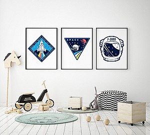 סט 3 תמונות לקיר דגם חלל 2 סט 3 תמונות לקיר דגם חלל 2